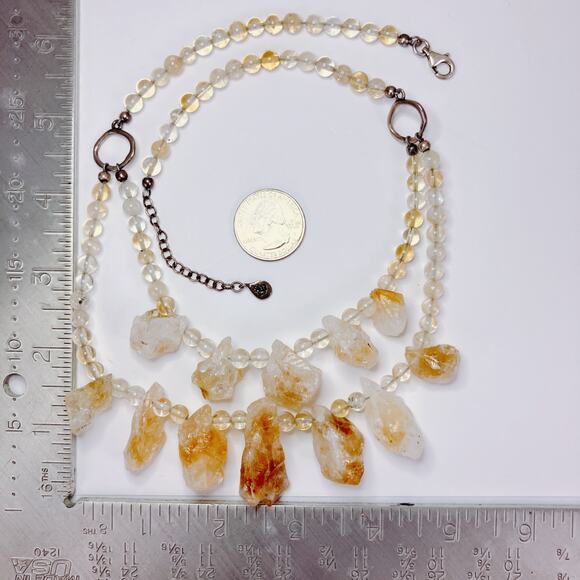 VTG Signed Barse Topaz Gemstone Necklace Sterling Silver Double Strand Chunky - Picture 8 of 10